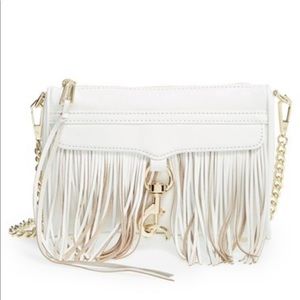 Rebecca Minkoff white fringe cross body bag.